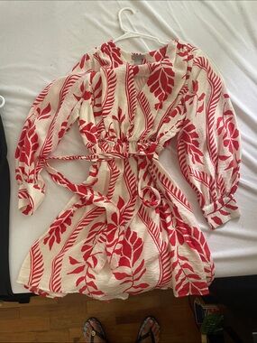 H&M Dress cream and red worn once